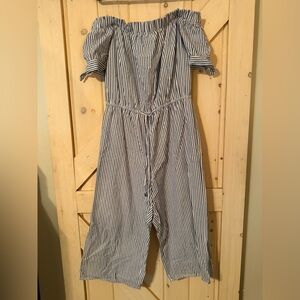 Blush Blue and White Striped Jumpsuit Size XL